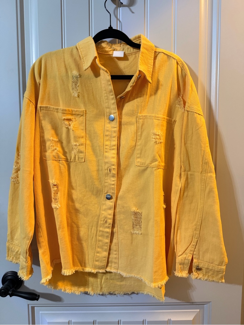 Yellow Distressed Button-Up Jacket